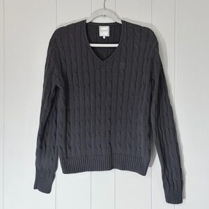 Samshield Equestrian Cable Knit Sweater Dark Gray 100% Cotton Horse Women’s XL